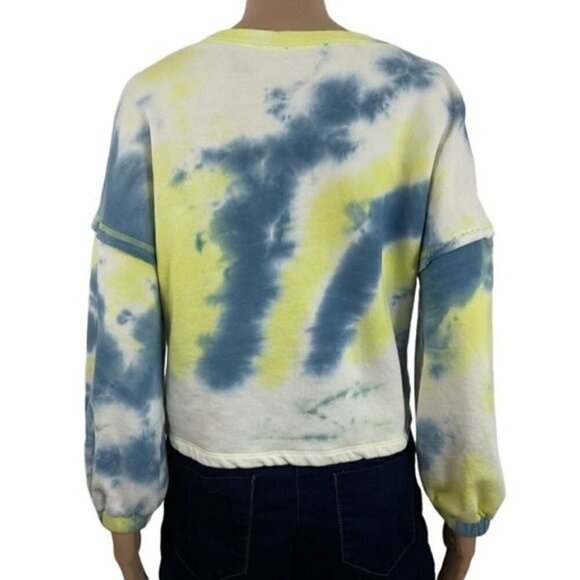 Anthropologie Current Air Los Angeles Tie Dye Crop Crewneck sweatshirt sz Small - Picture 5 of 9